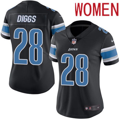 Women Detroit Lions #28 Quandre Diggs Nike Black Vapor Limited NFL Jersey->women nfl jersey->Women Jersey
